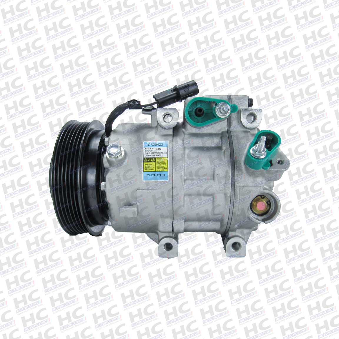 COMPRESSOR HALLA POLIA 6PK 112MM 12V HYUNDAI AZERA 3.3 2007 - 2011, VERA CRUZ 3.0, SANTA FÉ 2.7 ORIGINAL DELPHI CS20423, 977013K125