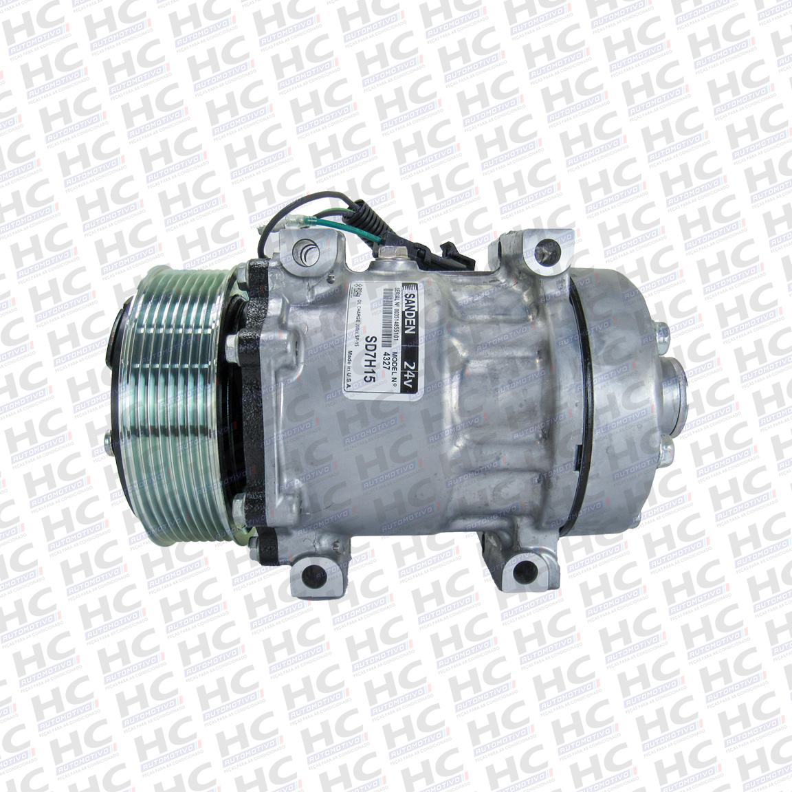 COMPRESSOR UNIVERSAL 7H15 PASSANTE POLIA 8PK 119MM 24V SAÍDA FLEX SANDEN AMERICANO - U4327, 4327, SD4327