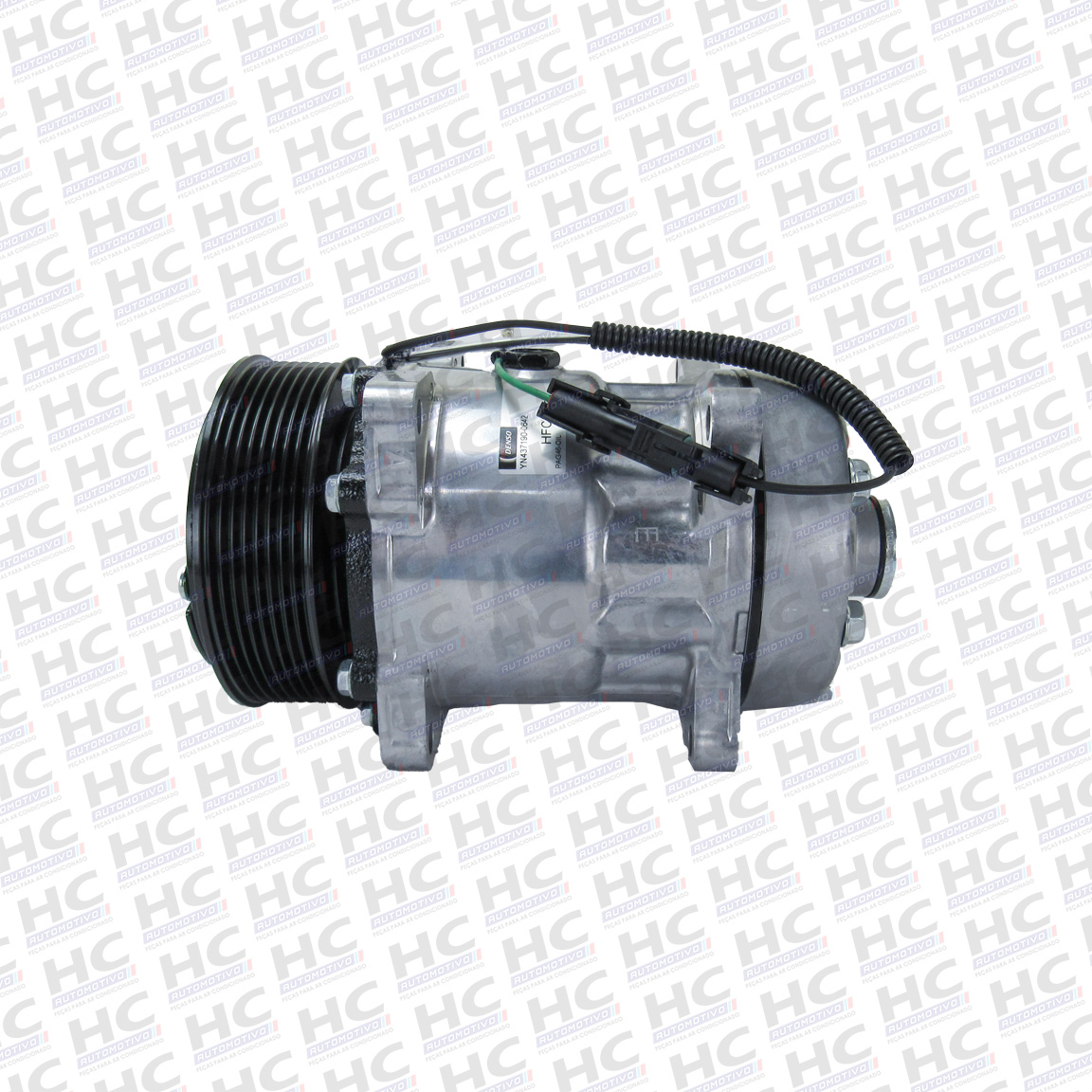 COMPRESSOR UNIVERSAL 7H15 8 ORELHAS POLIA 8PK 123MM 12V SAIDA FLEX ORIGINAL DENSO YN4371900642RC 