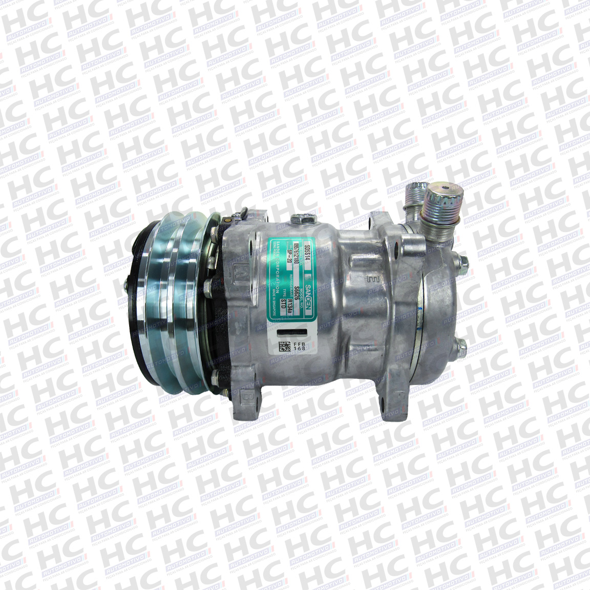 COMPRESSOR UNIVERSAL 5H14 8 ORELHAS POLIA 2A 125MM 12V SAIDA VERTICAL SANDEN SINGAPURA 508, 5306