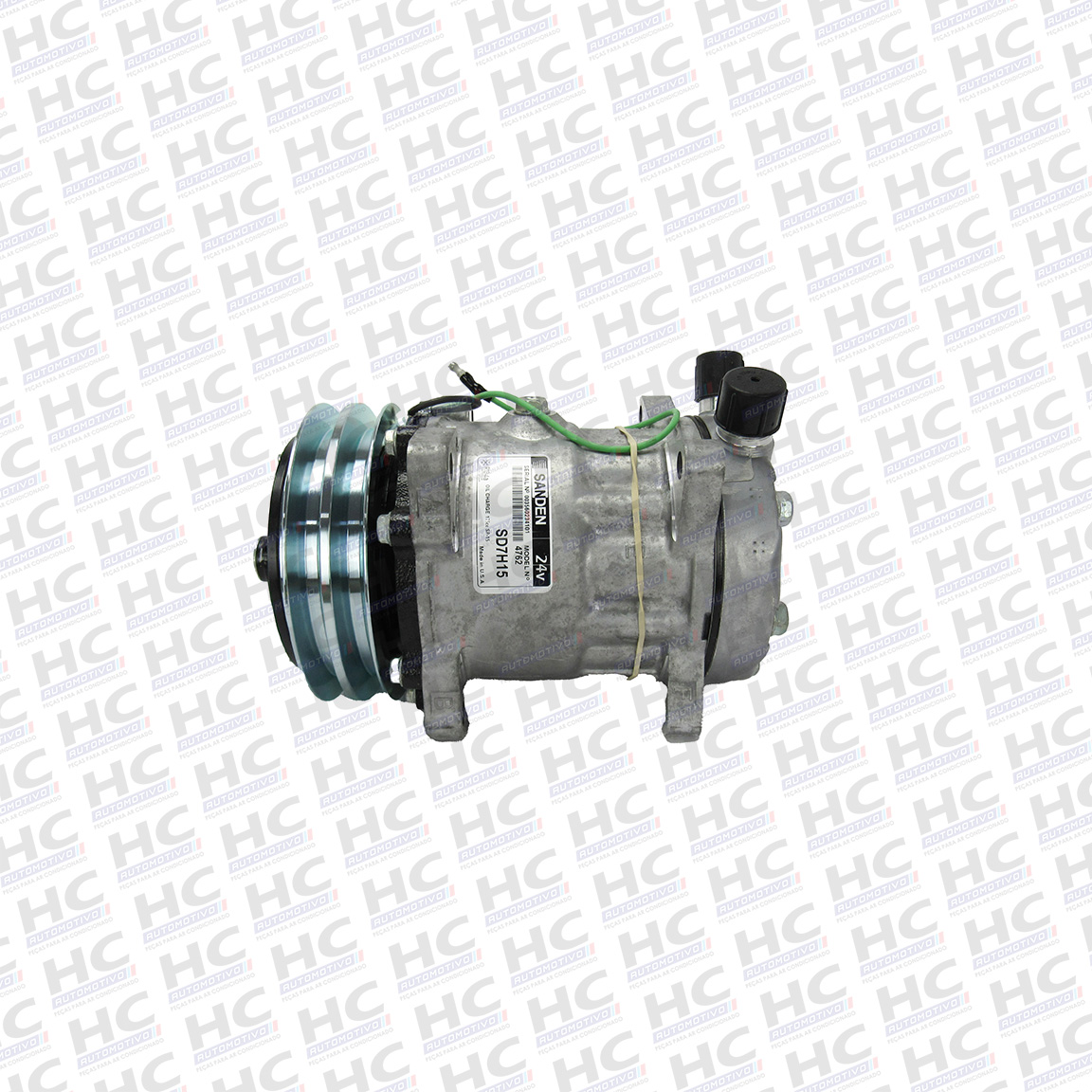 COMPRESSOR UNIVERSAL 7H15 8 ORELHAS POLIA 2A 132MM 24V SAÍDA VERTICAL SANDEN AMERICANO U4652 4652 SD4652