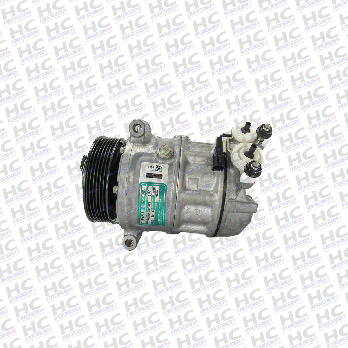 COMPRESSOR PXE16 POLIA 6PK 110MM 12V JAGUAR XF, XJ, XK, LAND ROVER DISCOVERY 5.0, V8 II, III, IV ORIGINAL SANDEN AMERICANO LR019135, 8W8319D629AC