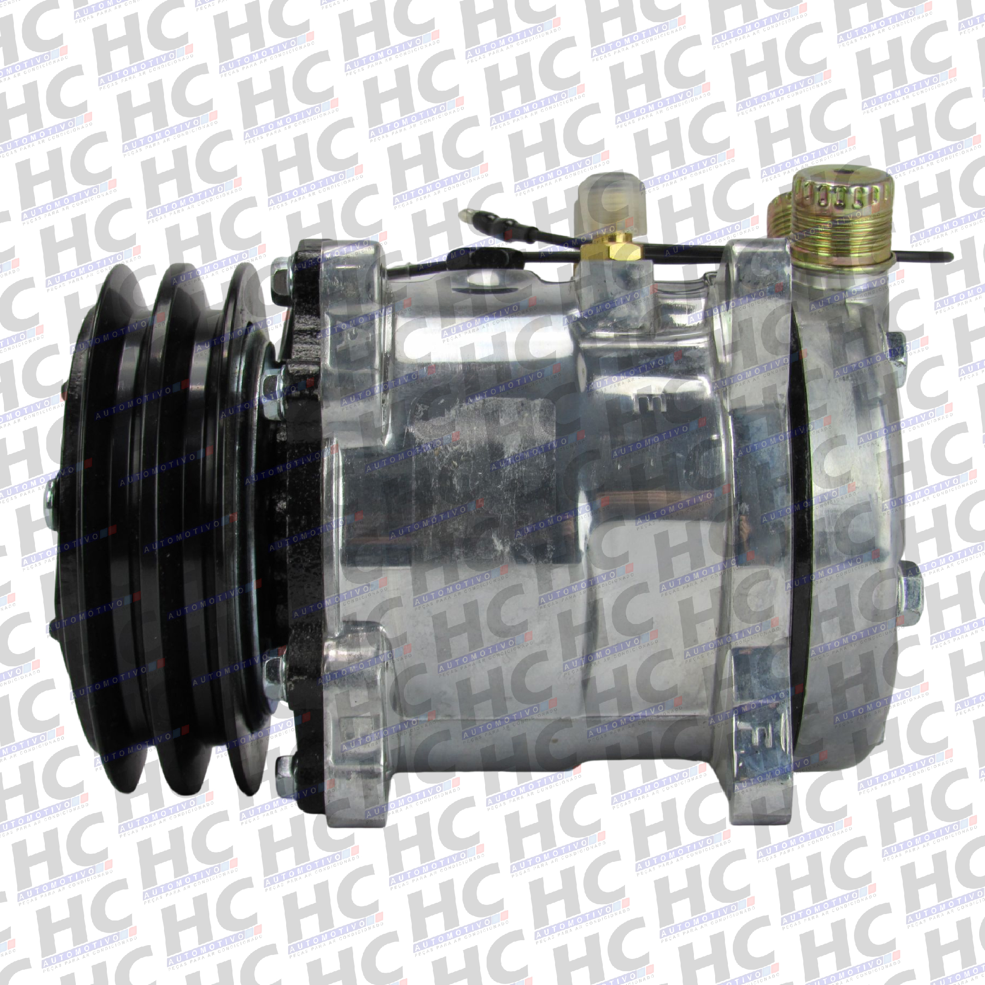 COMPRESSOR UNIVERSAL 5H11 8 ORELHAS POLIA 2A 125MM 12V SAIDA VERTICAL