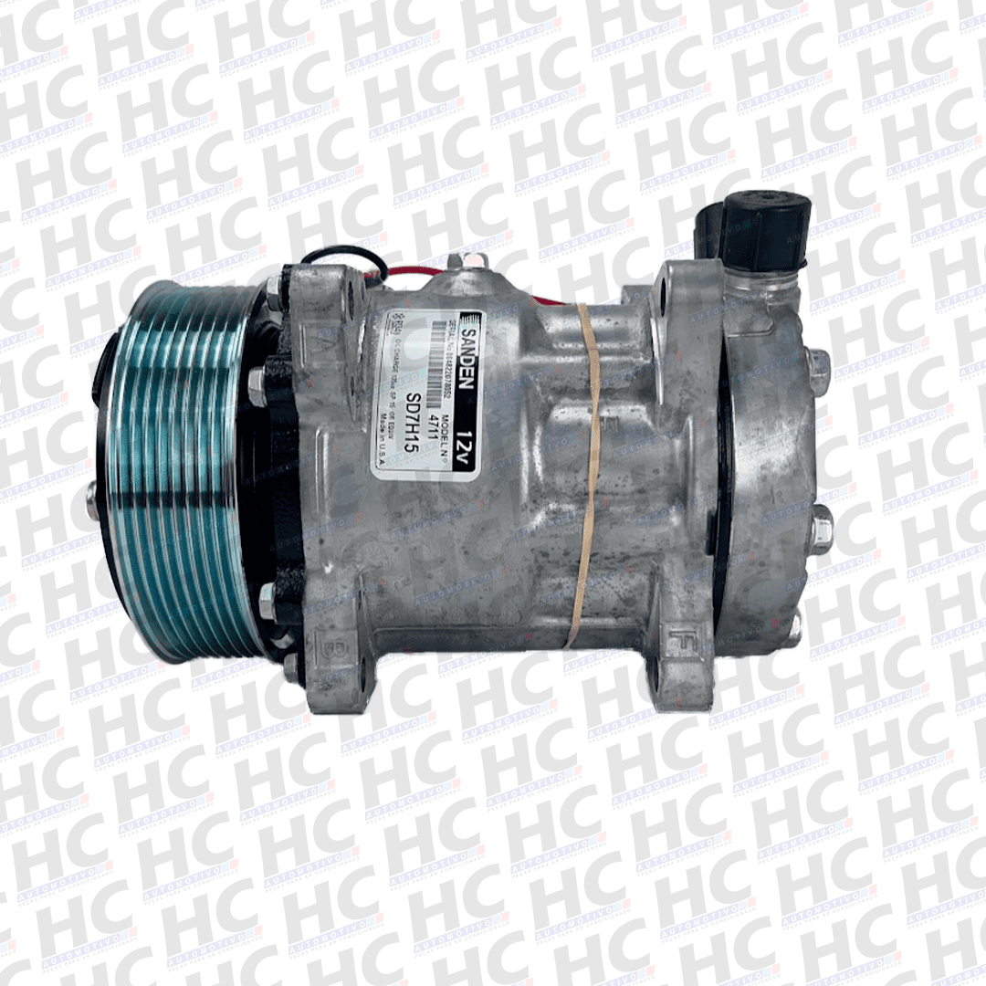 COMPRESSOR UNIVERSAL 7H15 8 ORELHAS POLIA 8PK 119MM 12V SAÍDA VERTICAL SANDEN AMERICANO U4711