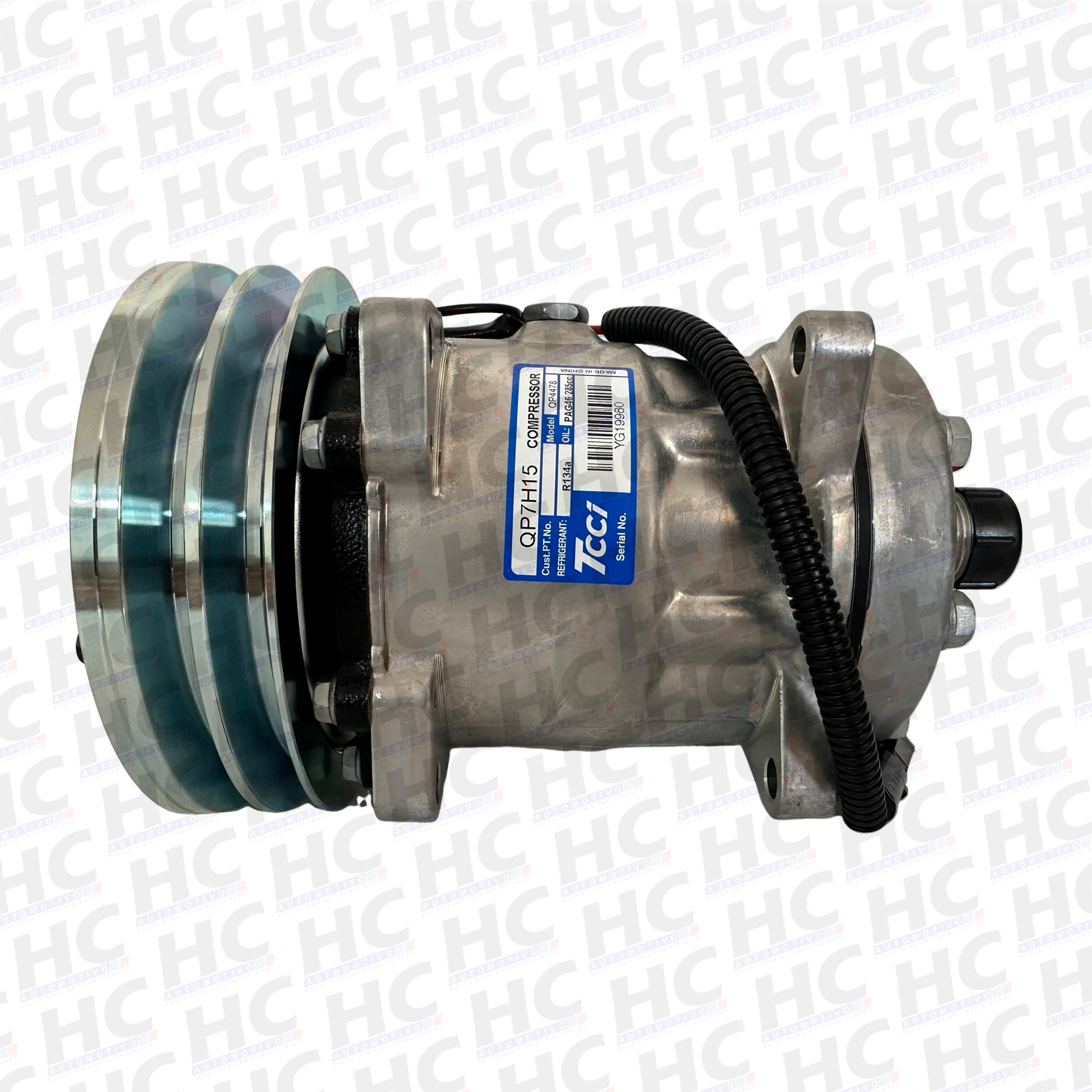 COMPRESSOR 7H15 8 ORELHAS POLIA 2A 152MM 12V COLHEITADEIRA CASE NEW HOLLAND TC5070 5090 ORIGINAL TCCI SD4609 86993462