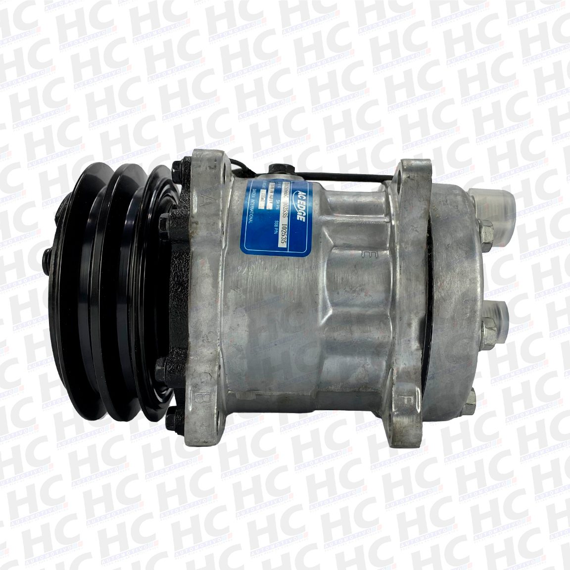 COMPRESSOR UNIVERSAL 7H13 ORELHA POLIA 2A 125MM 12V SAIDA HORIZONTAL ORIGINAL AC EDGE