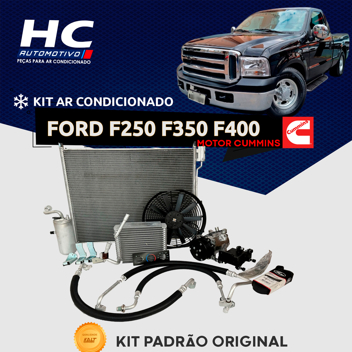 KIT DE AR CONDICIONADO PARA FORD F250 F350 F4000 MOTOR CUMMINS MODELO ORIGINAL