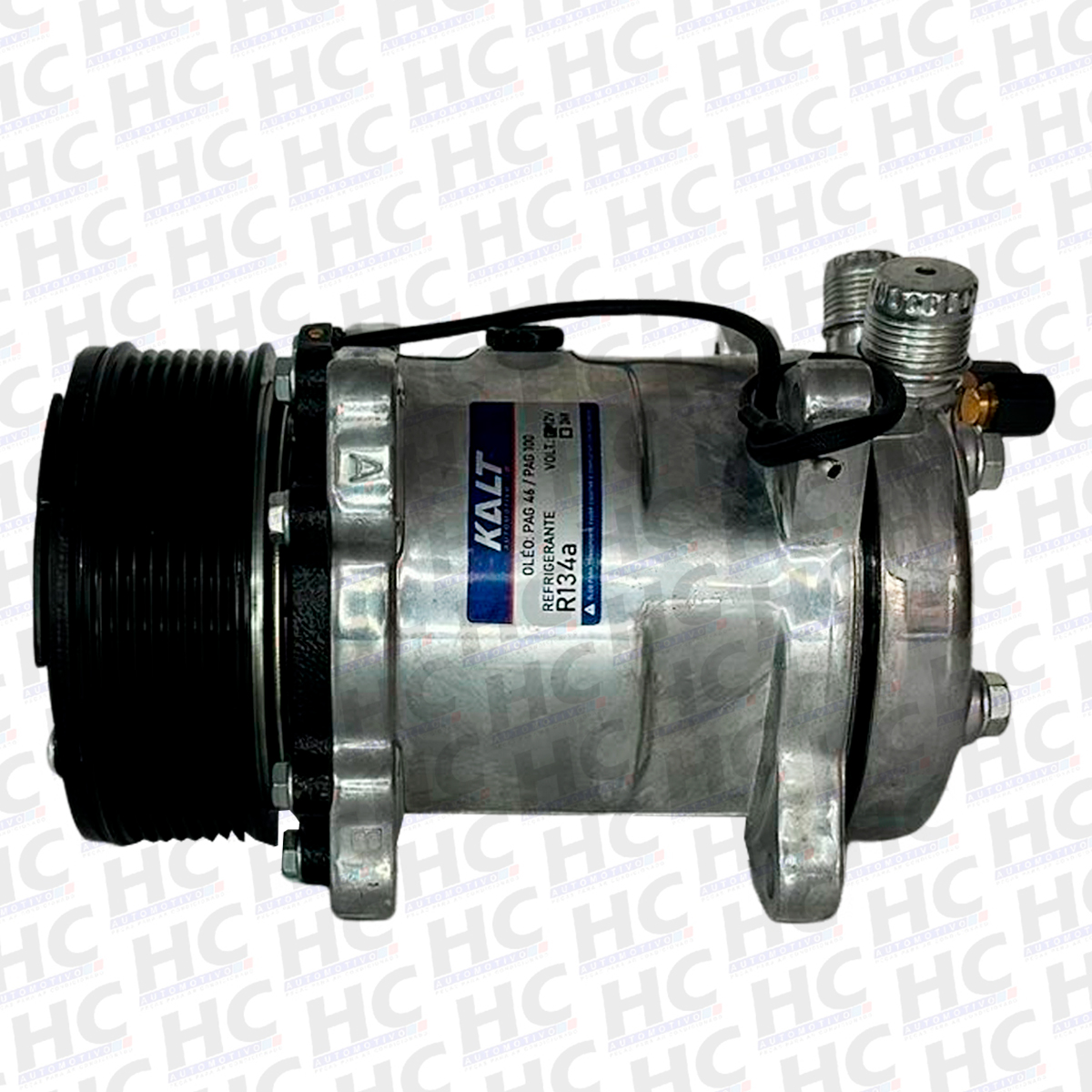 COMPRESSOR UNIVERSAL 5H14 8 ORELHAS POLIA 8PK 123MM 12V SAIDA VERTICAL