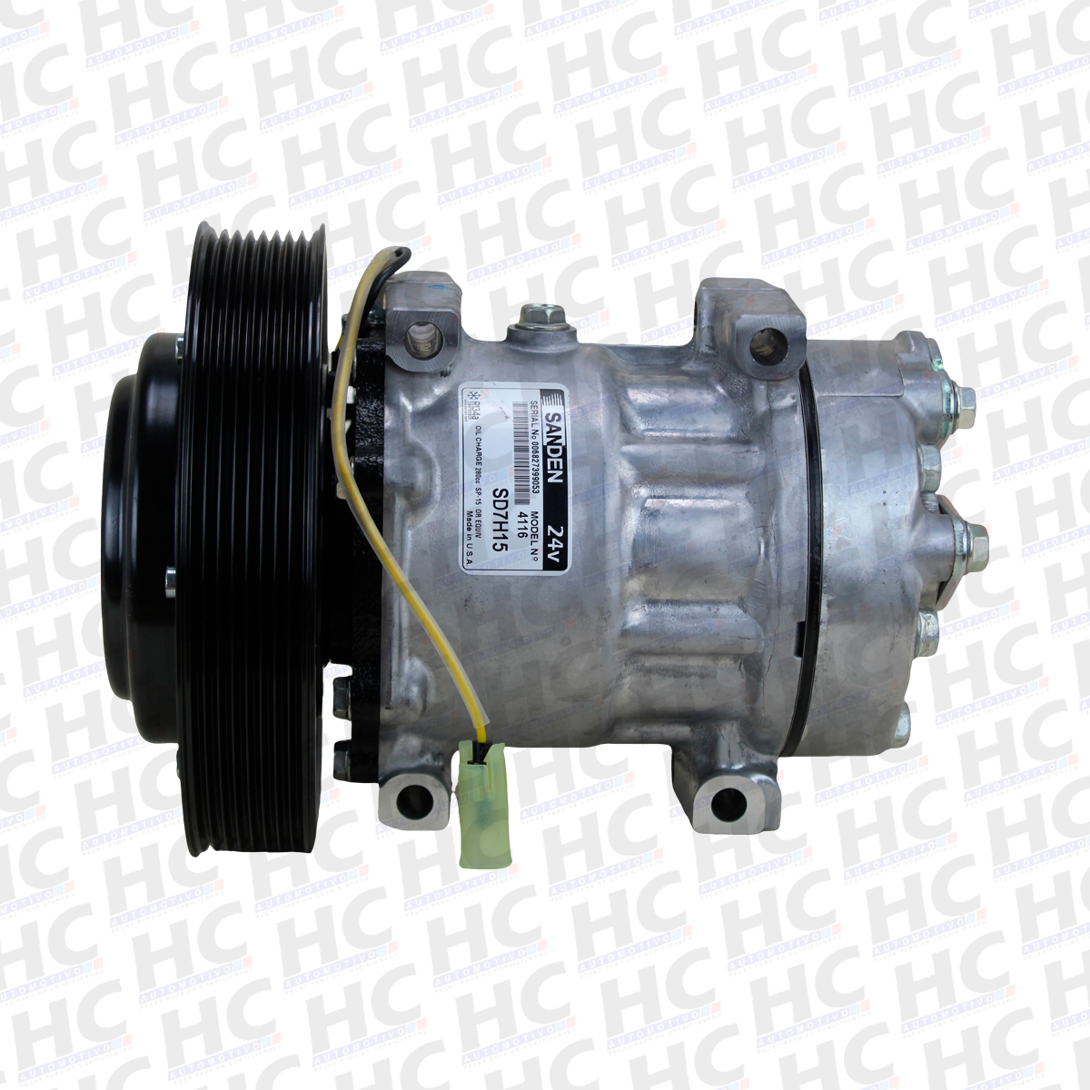 COMPRESSOR 7H15 POLIA 8PK 180MM 24V CAMINHÃO VOLVO FH, NH, FMX MOTOR D13 SANDEN AMERICANO U4324, U4116, 20587121