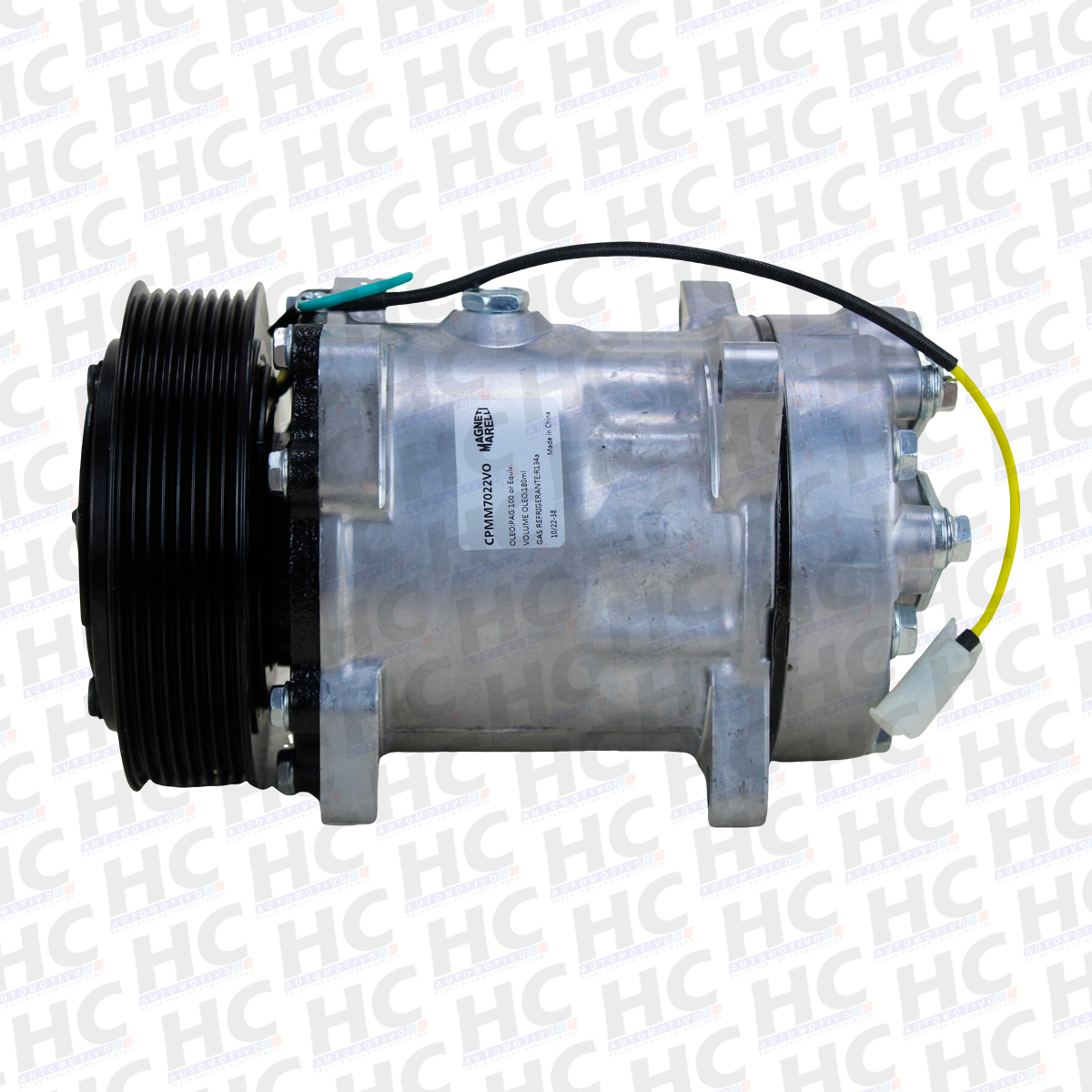 COMPRESSOR 7H15 8 ORELHAS POLIA 8PK 132MM 24V ESCAVADEIRA PÁ CARREGADEIRA VOLVO MAGNETI MARELLI CPMM7022VO, 3962650, 8113624