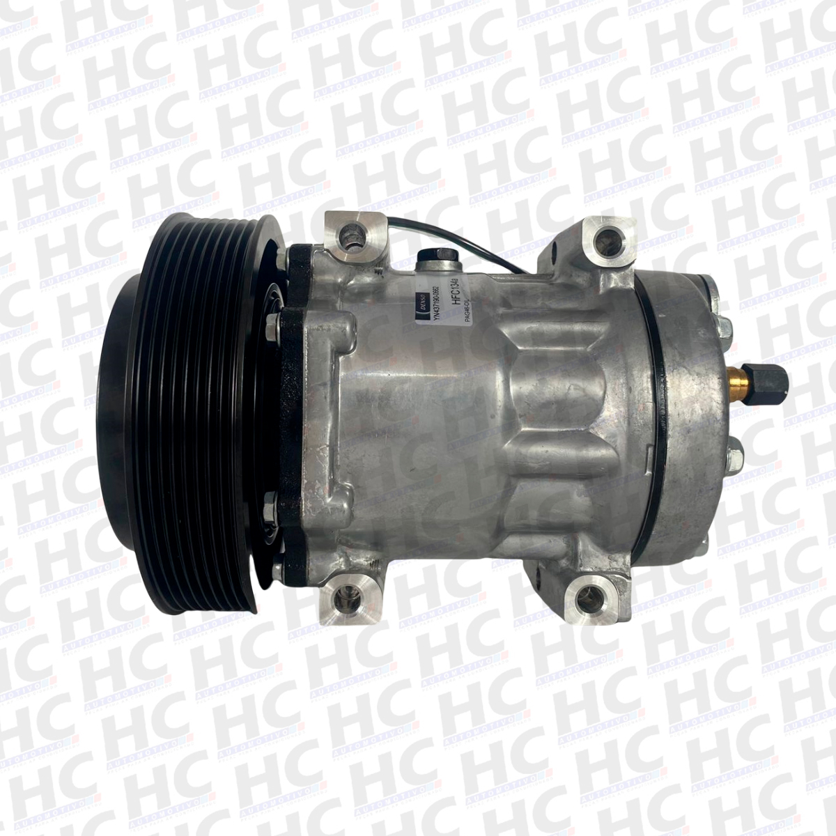 COMPRESSOR 7H15 PASSANTE 8PK 132MM 24V PÁ CARREGADEIRA MOTONIVELADORA CATERPILLAR ORIGINAL DENSO YN4371900651, 3949671