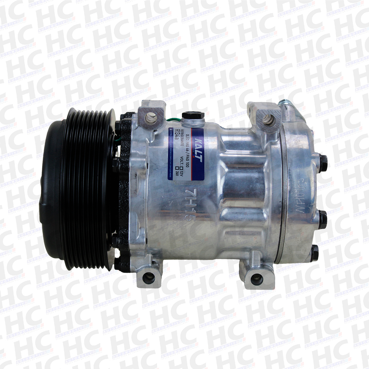 COMPRESSOR 7H15 PASSANTE POLIA 8PK 132MM 24V RETROESCAVADEIRA CATERPILLAR 312F 313D2 316F L 318D2 3729493, 6096