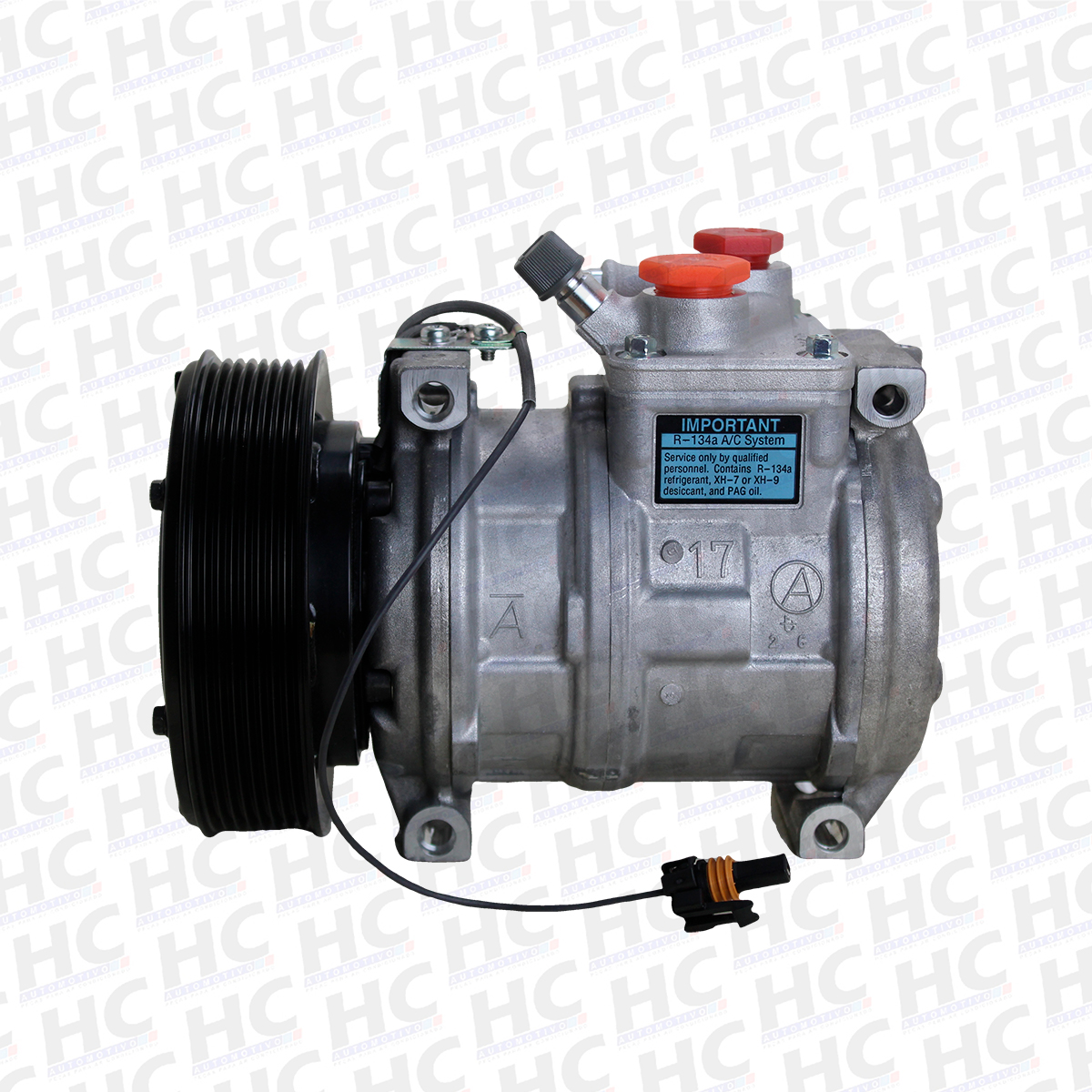 COMPRESSOR 10PA17 POLIA 8PK 140MM 12V JOHN DEERE COLHEDORA DE CANA 3510 3520 ORIGINAL DENSO437100-7261RC