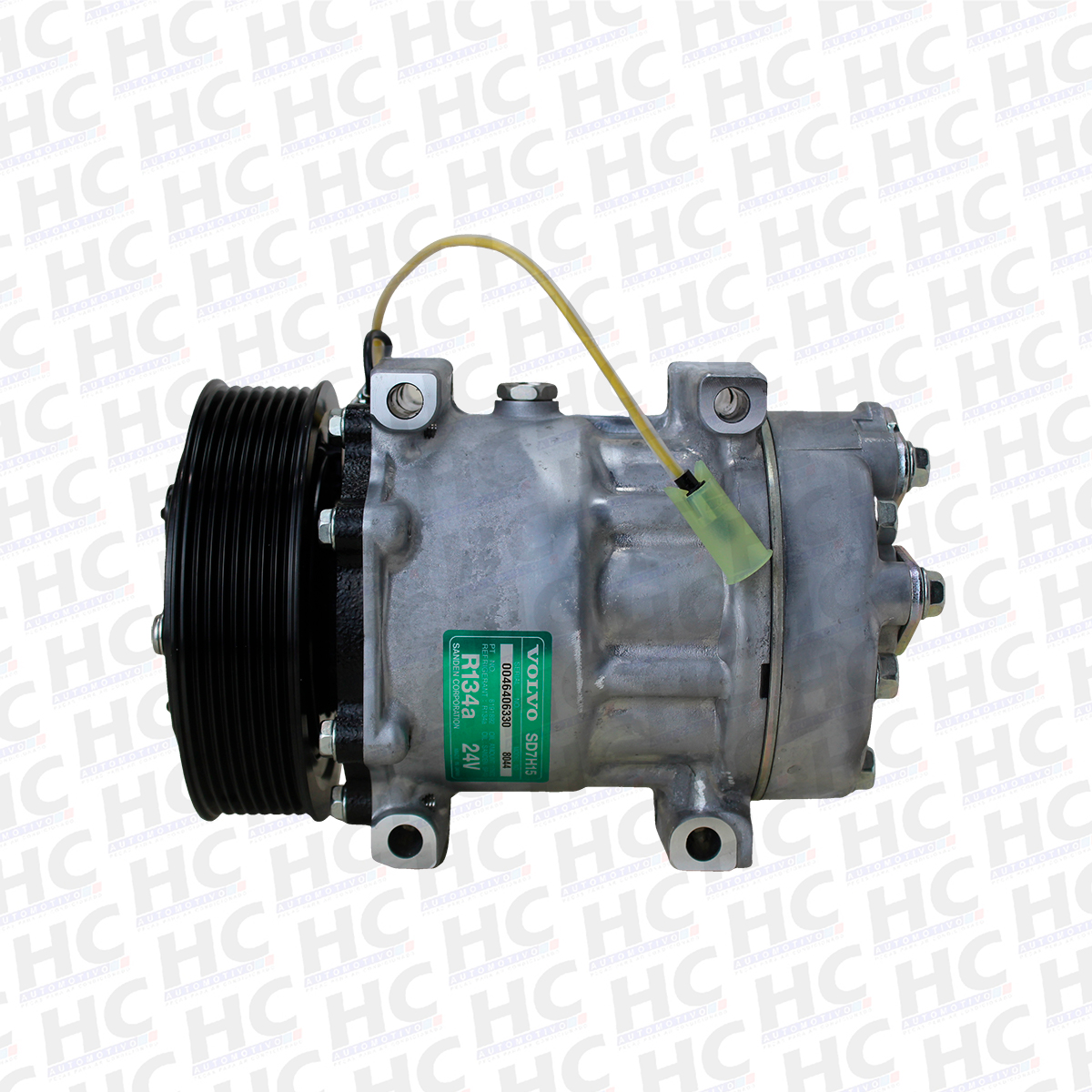 COMPRESSOR 7H15 PASSANTE POLIA 8PK 136MM 24V CAMINHÃO VOLVO NH FH VM SANDEN AMERICANO ORIGINAL D12