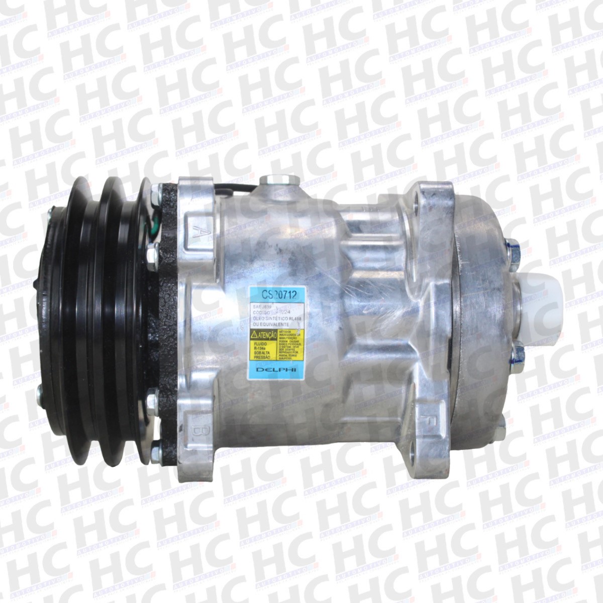 COMPRESSOR 7H15 UNIVERSAL 8ORELHAS POLIA 2A 123MM 12V SAÍDA HORIZONTAL DE ROSCA DELPHI CS20712