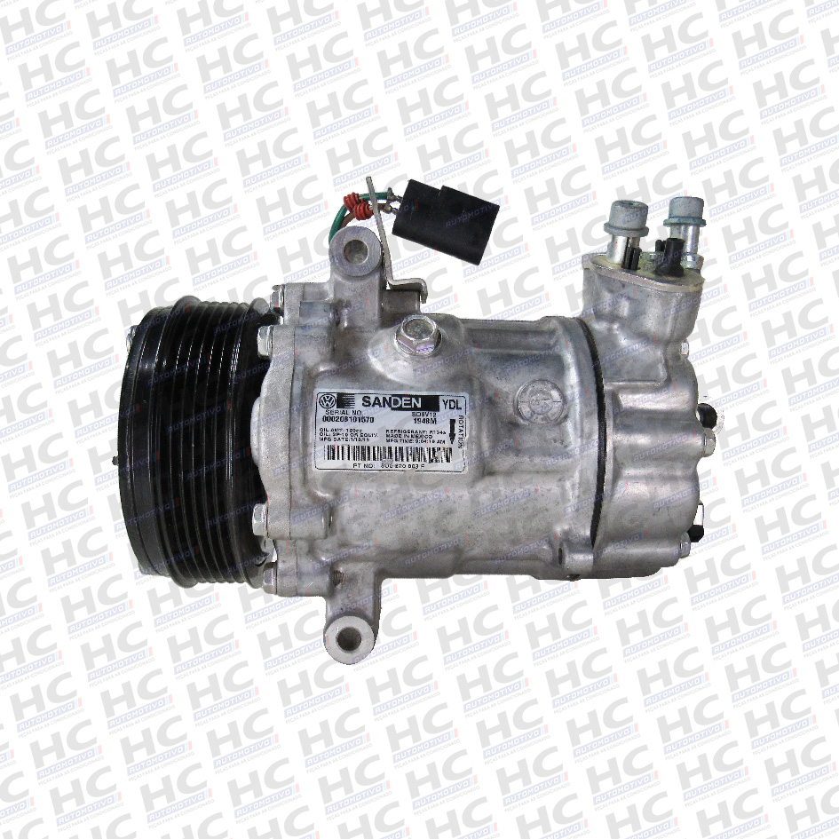 COMPRESSOR SD6V12 POLIA 6PK 110MM 12V VW VOLKSWAGEN FOX, CROSSFOX, GOL, VOYAGE, SAVEIRO MOTOR MSI 120CV ORIGINAL SANDEN 5U0820803F, 1948M, 6RD820803C